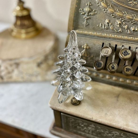 Vintage Clear Art Glass Christmas Tree Pine Tree Decoration Decor MCM Style P92 - Picture 3 of 5